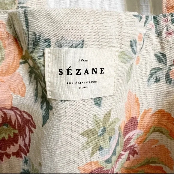 Sezane 100% Cotton Tote Bag Floral Shoulder Bag Cottagecore NWOT - Picture 5 of 8